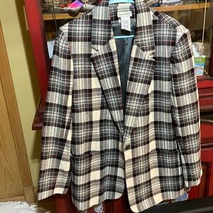 Women’s white stag plaid dress jacket. 14 tall